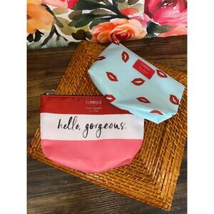 Clinique x Kate Spade New York Makeup Bag Bundle Set of 2 Cosmetic Pouches NWOT